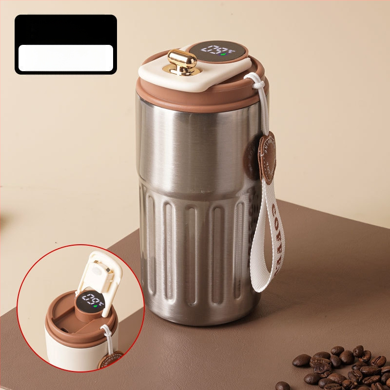 Termoska na kávu so smart senzorom teploty, vakuová izolácia, vnútorný 316 nerezovej ocele, prenosná so šnúrkou