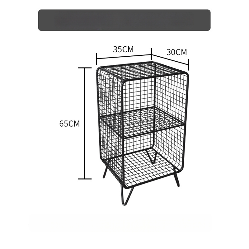Kovový nočný stolík s mrežovým úložným priestorom pre spálňu, vrchný diel zo bridlice – multifunkčné, vyžaduje zostavenie
