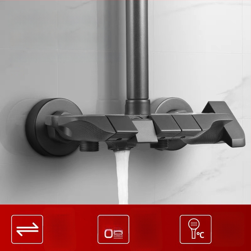 Úplne medený sprchový systém – európsky severský štýl, moderný minimalistický kúpeľný set, Yin Hui, Watermark certifikát