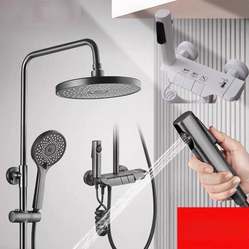 Úplne medený sprchový systém – európsky severský štýl, moderný minimalistický kúpeľný set, Yin Hui, Watermark certifikát