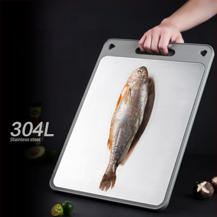 Nerezová oceľová doska na krájanie – prenášateľná, protišmyková, antibakteriálna, odolná voči plesniam, potravinárskej kvality