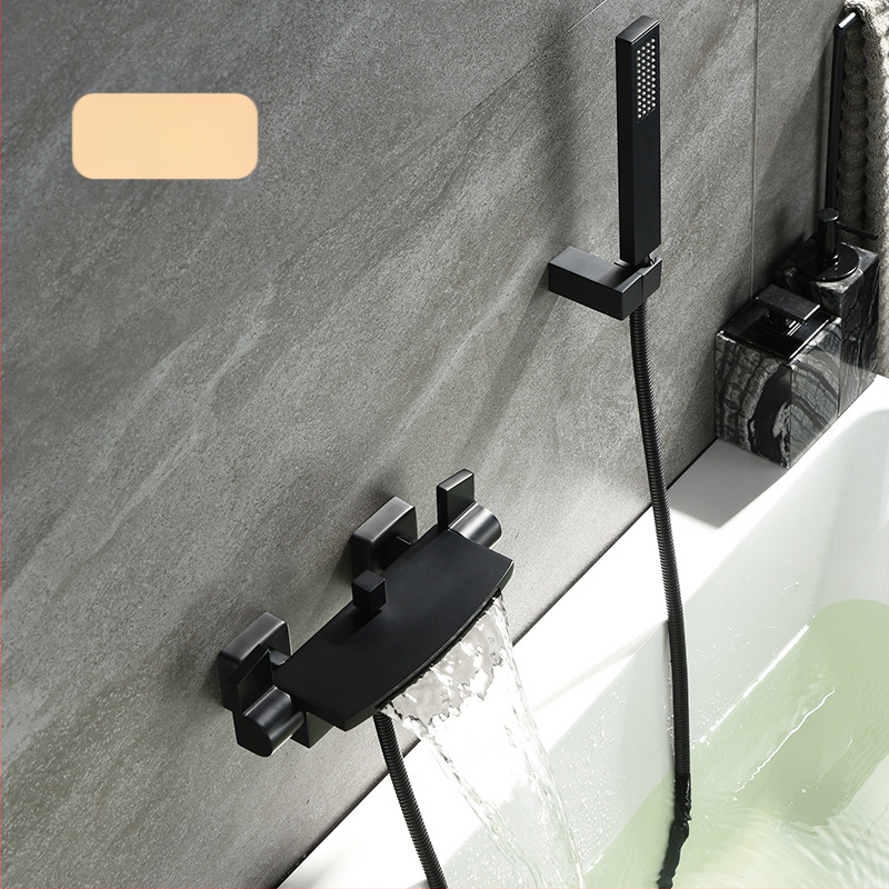 Meďový sprchový set s vodopádom, nástenný, dvojitá konštrukcia, keramický ventil, prevádzková teplota 0–90°C