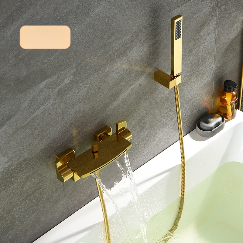 Meďový sprchový set s vodopádom, nástenný, dvojitá konštrukcia, keramický ventil, prevádzková teplota 0–90°C