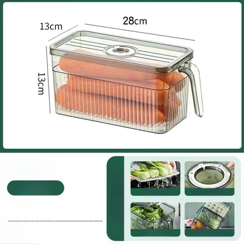 Box na skladovanie do chladničky so viečkom — Lily of the Valley; plastový materiál vhodný pre potraviny; jednoduchý štýl; skladovanie, uchovávanie, odvodnenie