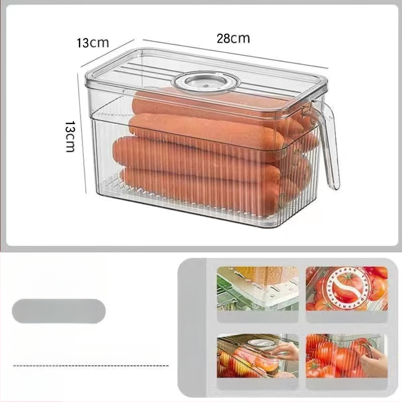 Box na skladovanie do chladničky so viečkom — Lily of the Valley; plastový materiál vhodný pre potraviny; jednoduchý štýl; skladovanie, uchovávanie, odvodnenie