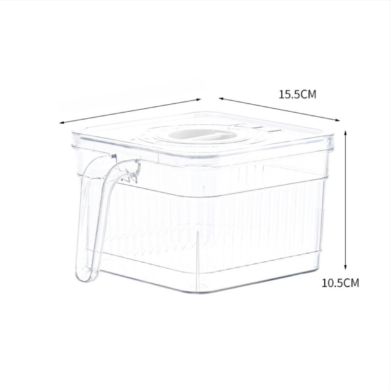Box na skladovanie do chladničky so viečkom — Lily of the Valley; plastový materiál vhodný pre potraviny; jednoduchý štýl; skladovanie, uchovávanie, odvodnenie