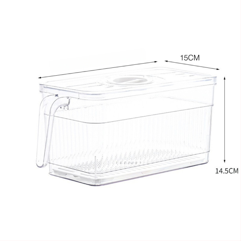 Box na skladovanie do chladničky so viečkom — Lily of the Valley; plastový materiál vhodný pre potraviny; jednoduchý štýl; skladovanie, uchovávanie, odvodnenie
