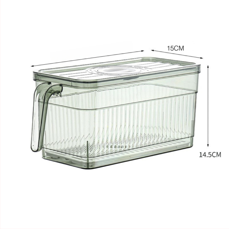 Box na skladovanie do chladničky so viečkom — Lily of the Valley; plastový materiál vhodný pre potraviny; jednoduchý štýl; skladovanie, uchovávanie, odvodnenie