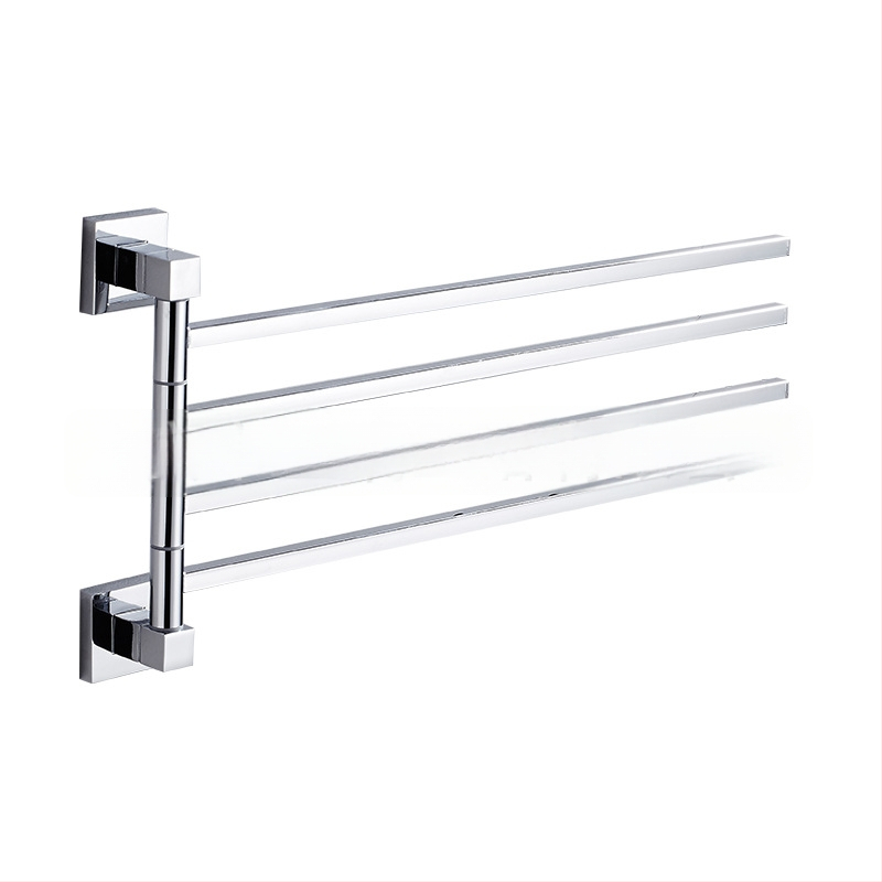 Držiak na uteráky z nehrdzavejúcej ocele a zliatiny zinku, chrómovaný povrch, nosnosť 10 kg, dvojvrstvový, 180° otáčavý