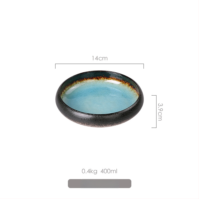 Porcelánový tanier na večeru, japonský štýl s glazúrou s praskaním ľadu, guľatý, vhodný do mikrovlnky