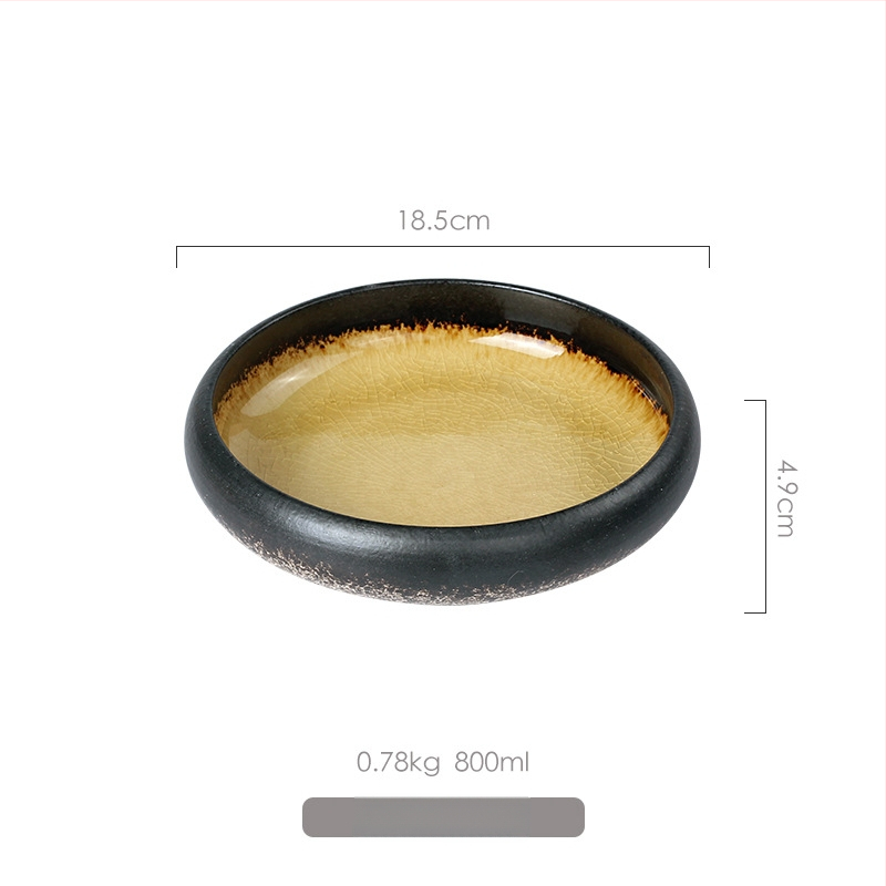 Porcelánový tanier na večeru, japonský štýl s glazúrou s praskaním ľadu, guľatý, vhodný do mikrovlnky