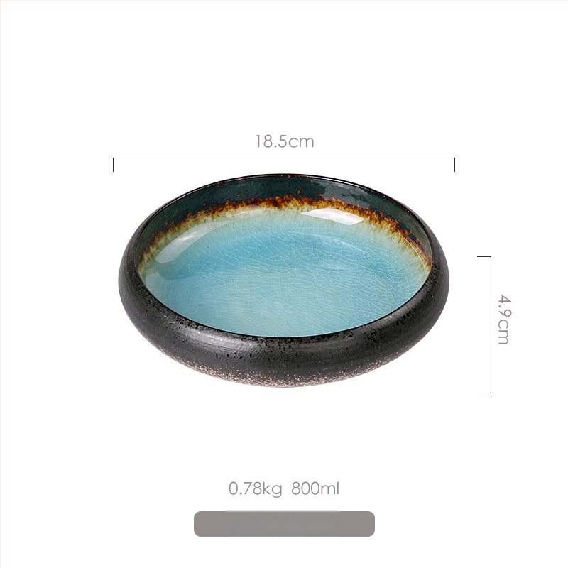 Porcelánový tanier na večeru, japonský štýl s glazúrou s praskaním ľadu, guľatý, vhodný do mikrovlnky