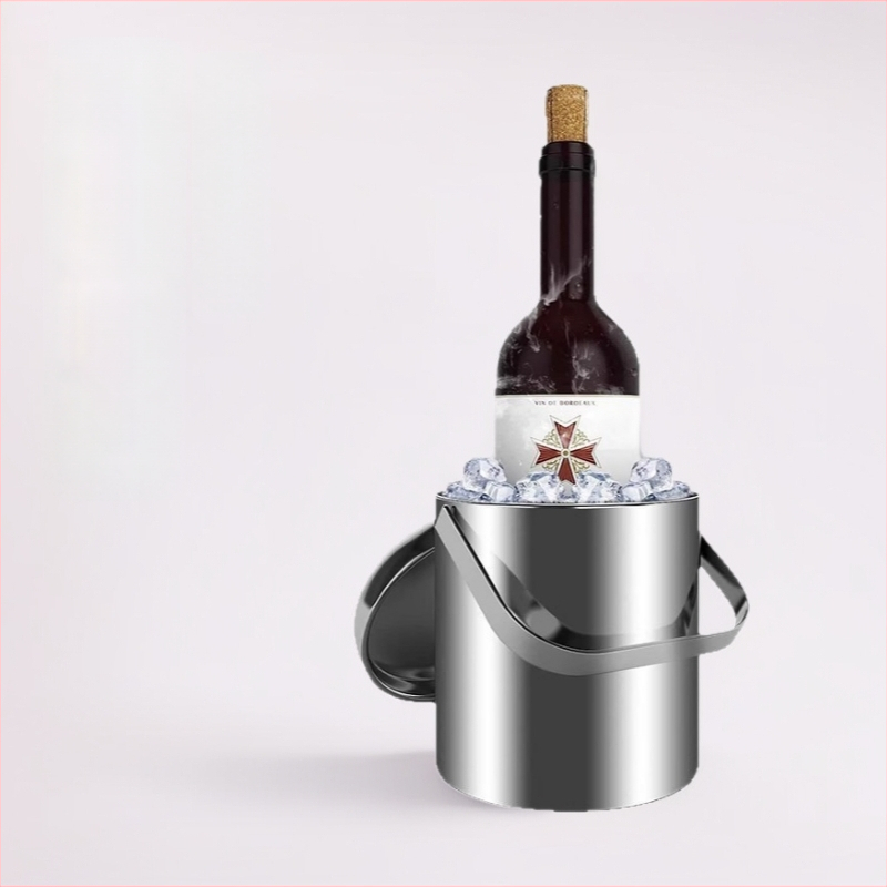 Vedro na ľad z nehrdzavejúcej ocele 304 s dvojitou izoláciou, prenosné pre bary a karaoke