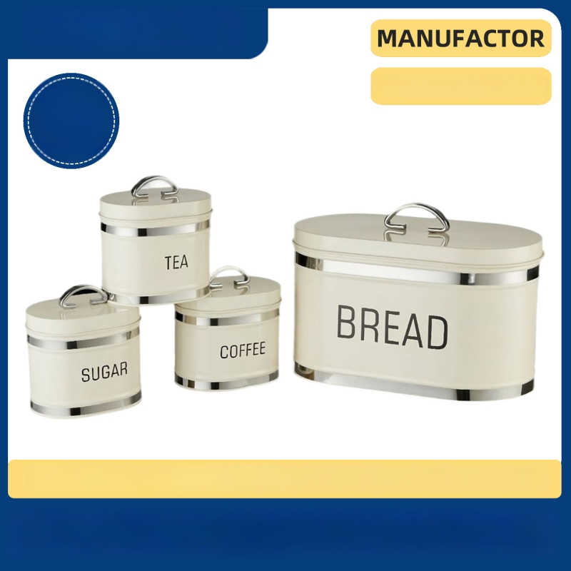 4-dielny set galvanizovaných železných skladovacích boxov - štvorcový tvar, objem 4.1-5 L, 5 vrstiev pre uchovanie čerstvosti