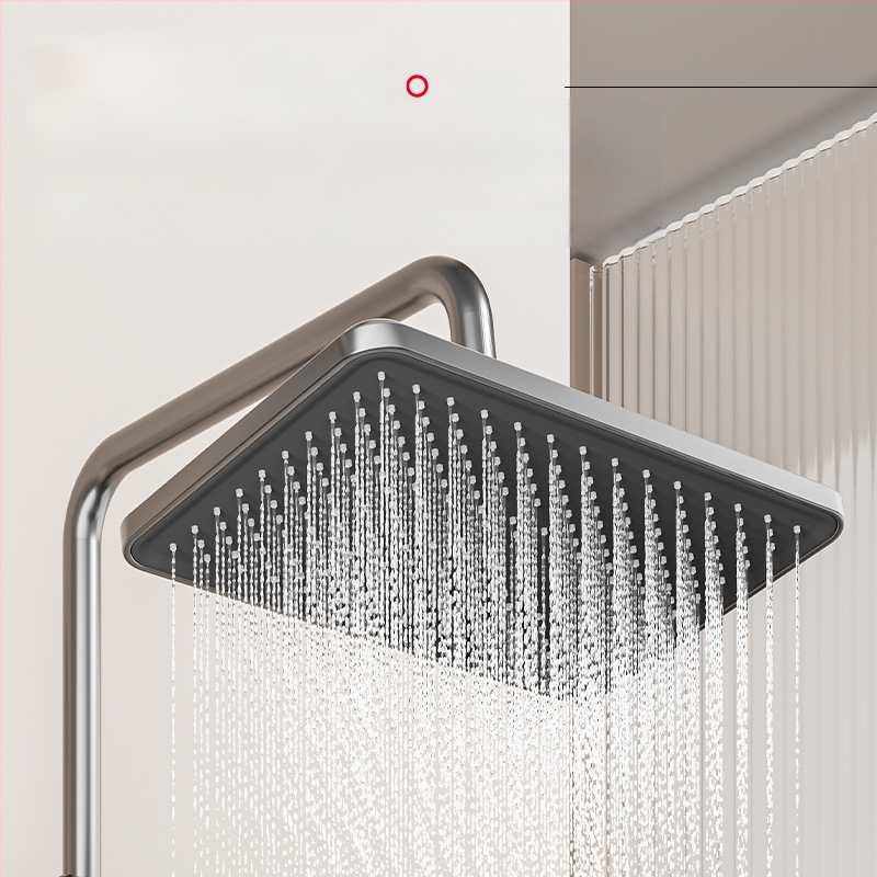 Meďový sprchový set, nástenná montáž, horná sprchová hlavica, regulácia teploty, LED osvetlenie s digitálnym displejom