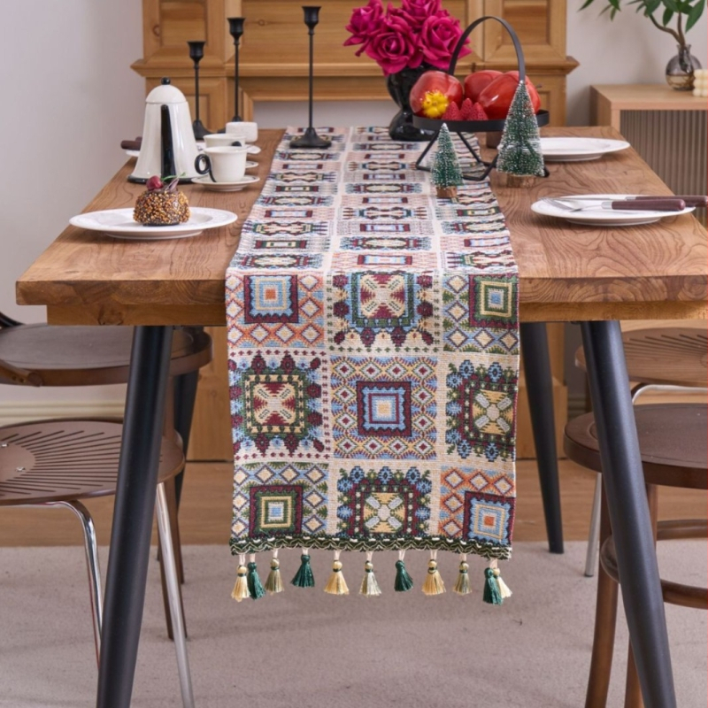 Stalo vėliavėlė su kutais ir dryžiais — poliesterio-puuvinės audinys yarn-dyed, 70% poliesterio, 30% medvilnės, paprastas modernus stilius, pritaikymas galimas