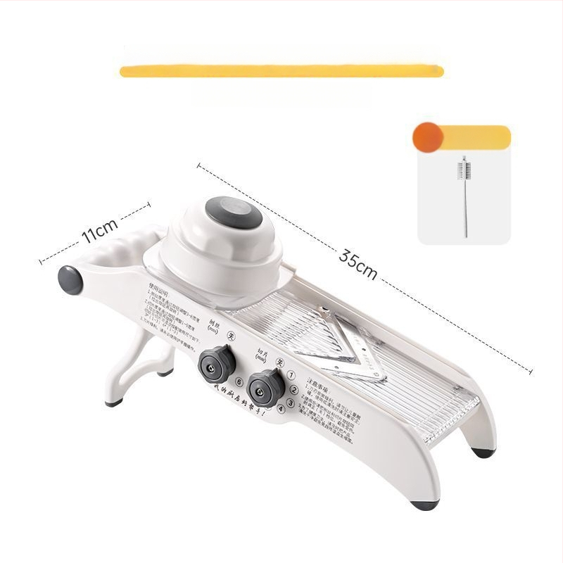 Viacúčelový krájač zeleniny pre domáce použitie s automatickou funkciou, nastaviteľná hrúbka zemiakov, krájač citróna a ovocia; plastový kuchynský nástroj