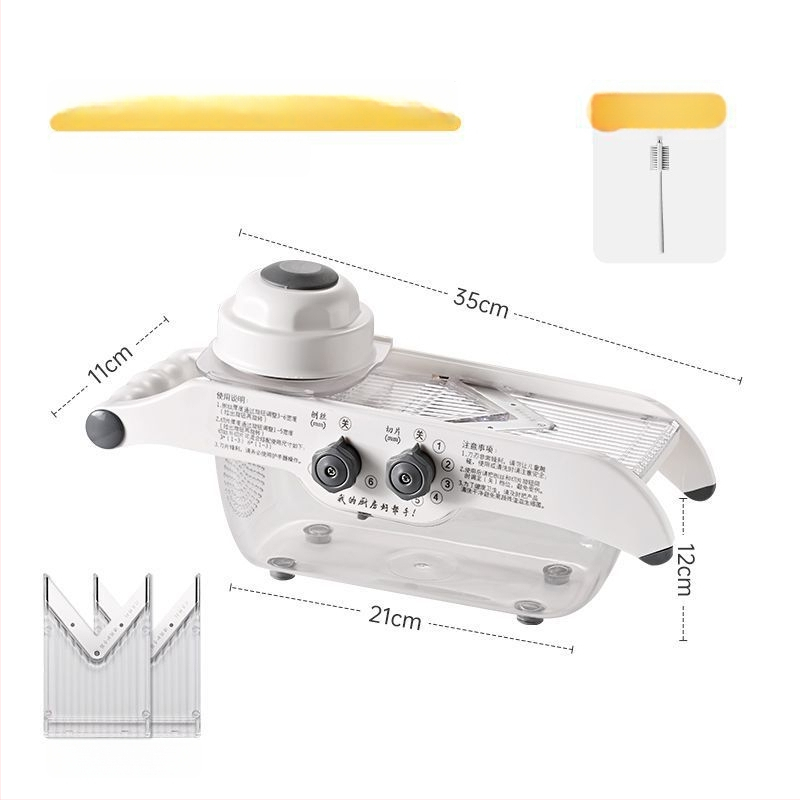 Viacúčelový krájač zeleniny pre domáce použitie s automatickou funkciou, nastaviteľná hrúbka zemiakov, krájač citróna a ovocia; plastový kuchynský nástroj