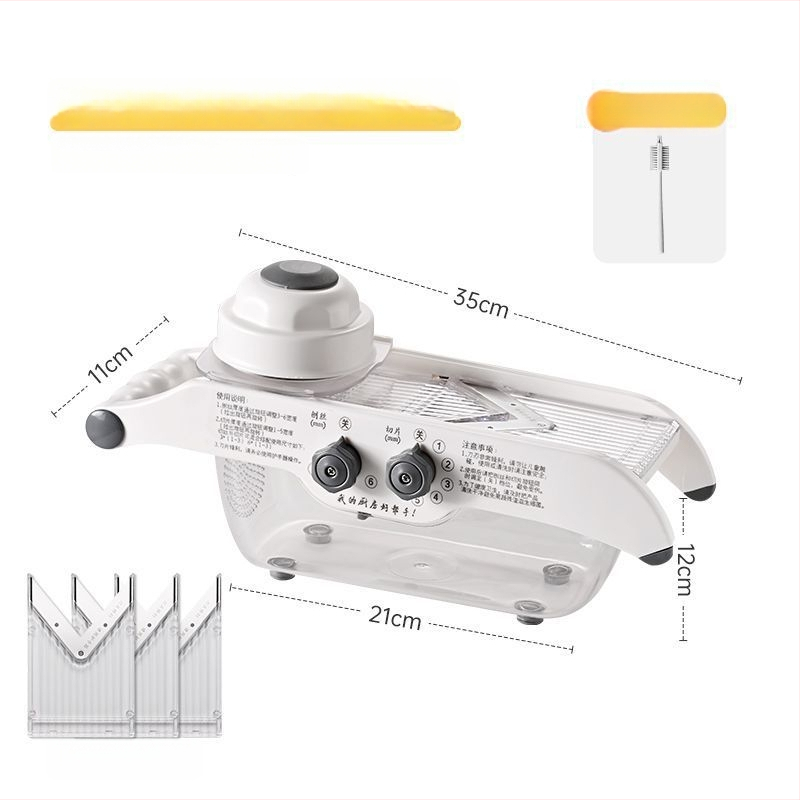 Viacúčelový krájač zeleniny pre domáce použitie s automatickou funkciou, nastaviteľná hrúbka zemiakov, krájač citróna a ovocia; plastový kuchynský nástroj