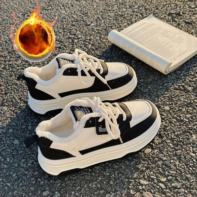 Moteriški platforminiai kedai su stora paveja, PU viršus, gumos padas, žemas viršus, kasdieniams laisvalaikio batams pavasariui ir rudeniui