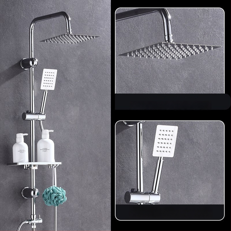 Sprchová súprava z nehrdzavejúcej ocele, štvorcový dažďový sprchový set, nástenná inštalácia, model 8101 (funkcie: dážď, prúdenie, masáž)