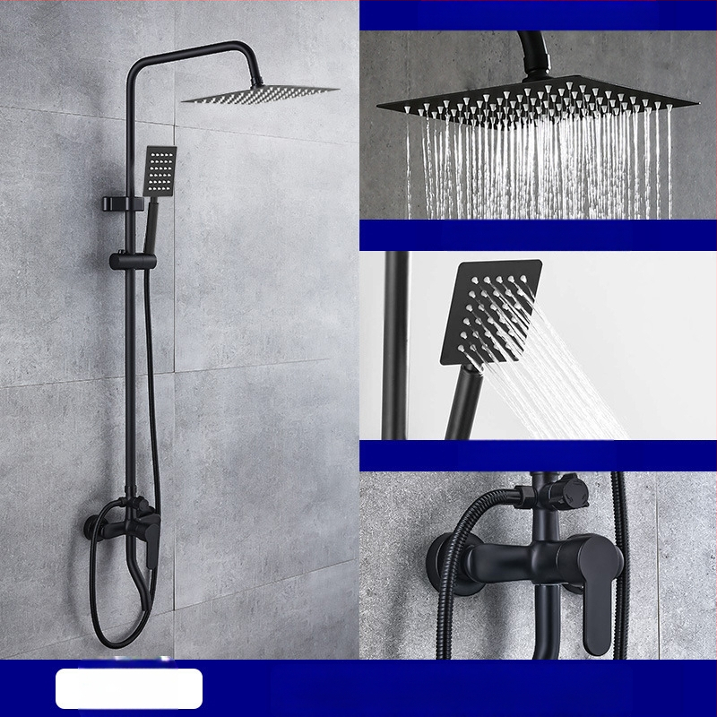 Sprchová súprava z nehrdzavejúcej ocele, štvorcový dažďový sprchový set, nástenná inštalácia, model 8101 (funkcie: dážď, prúdenie, masáž)