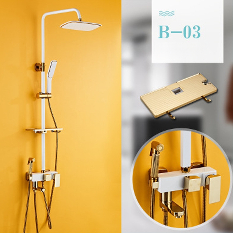 Yaopeng meďová sprchová súprava – skrytá stena, nominálny tlak 4 kgf, 100°C prevádzková teplota, povrch lakovaný vypaľovanou farbou, režimy: postrek, masáž, bubliny, dážď, model YP-O3687