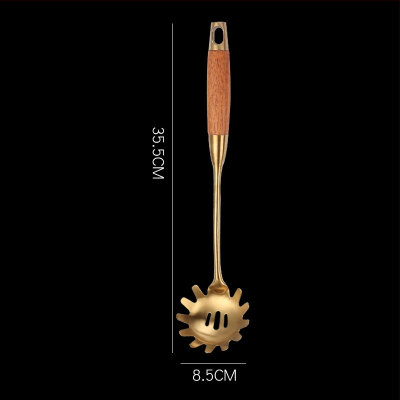 Sada kuchynských nástrojov z nehrdzavejúcej ocele 304 s rúčkou z hruškového dreva – vysokoteplotná odolnosť, proti popáleniu, zahŕňa špachtle a lyžice