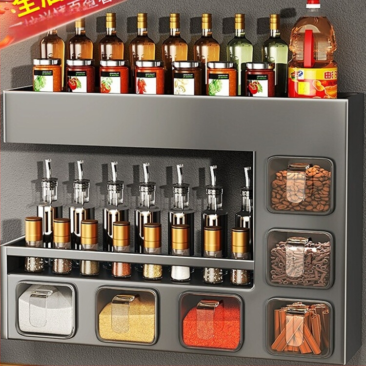 Nástenný stojan na korenie so zatvoreným, vlhkosť odolným dizajnom