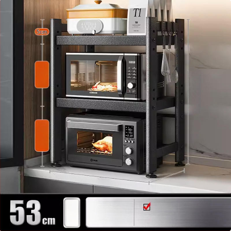 Telescopický kuchynský regál na uskladnenie, vhodný pre mikrovlnnú rúru a stolnú rúru, kovový, jednoposchodový alebo dvojposchodový, nordického štýlu