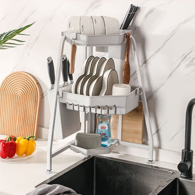 Rohový sklopný trojuholníkový stojan na drez na riady – multifunkčný, z karbónovej ocele