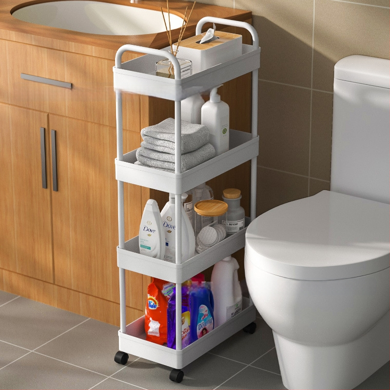 Xiwu Yier J1001 Podlahový stojanový regál na kuchynské skladovanie – pohyblivý, viacúčelový, plastový