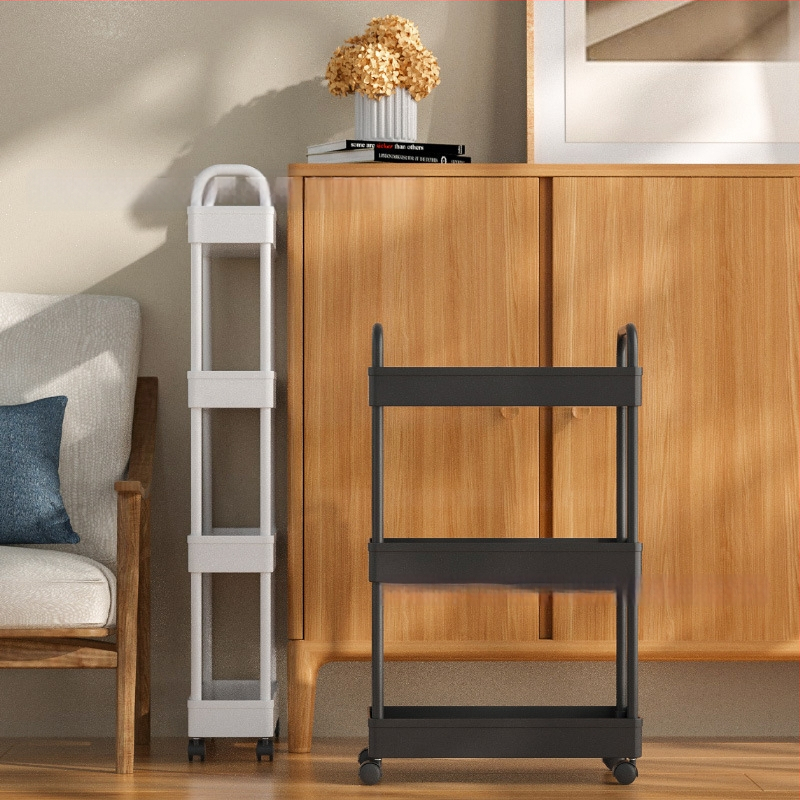 Xiwu Yier J1001 Podlahový stojanový regál na kuchynské skladovanie – pohyblivý, viacúčelový, plastový