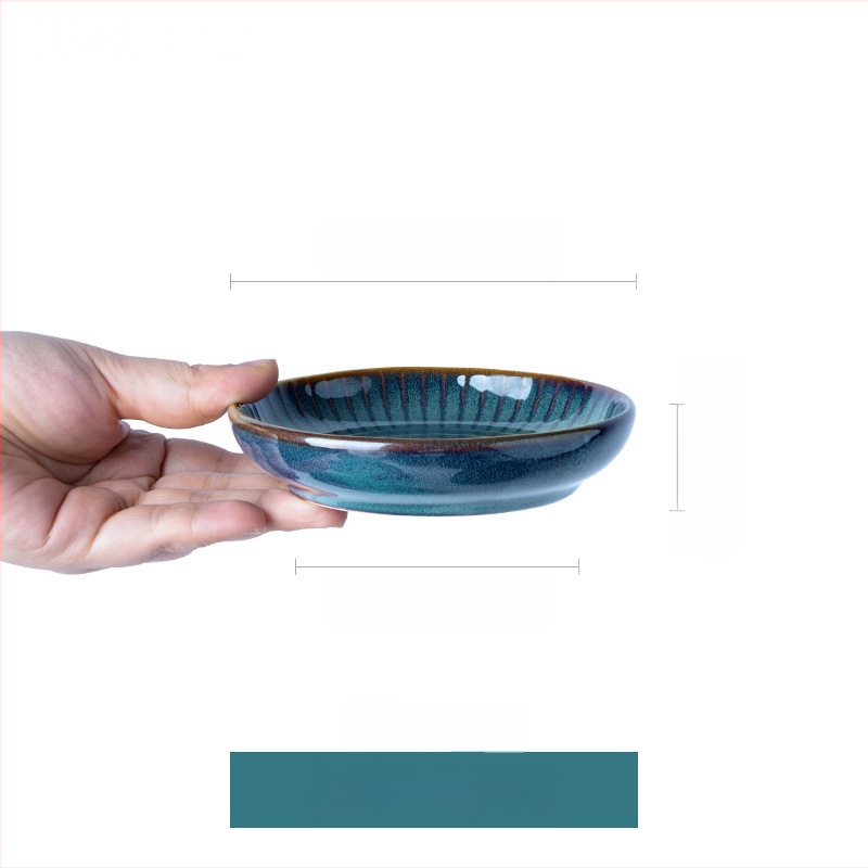 Porcelánový jedálenský servis — okrúhle misy a tanier, vhodný do mikrovlnky, glazúrovaný povrch v peci, svetlý luxus retro štýl