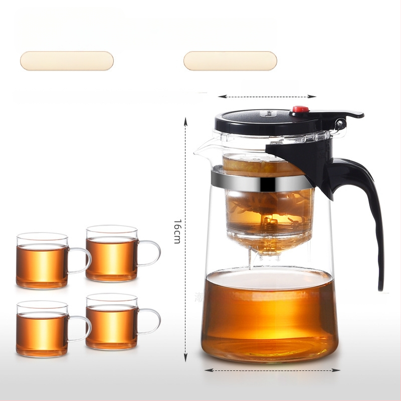 Sklenený čajník s integrovaným filtrom – teplovzdorný, moderný minimalistický dizajn