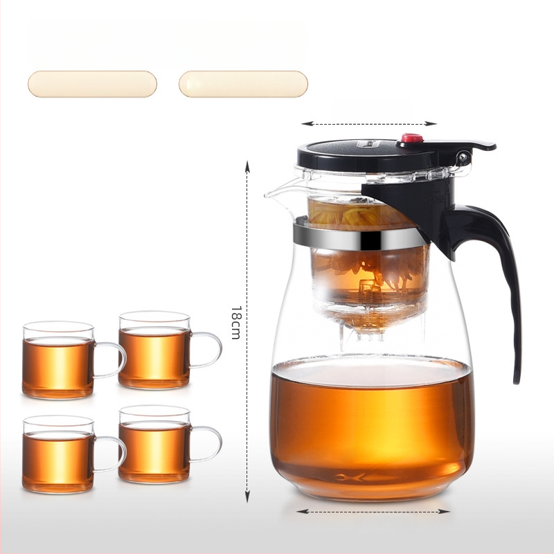 Sklenený čajník s integrovaným filtrom – teplovzdorný, moderný minimalistický dizajn