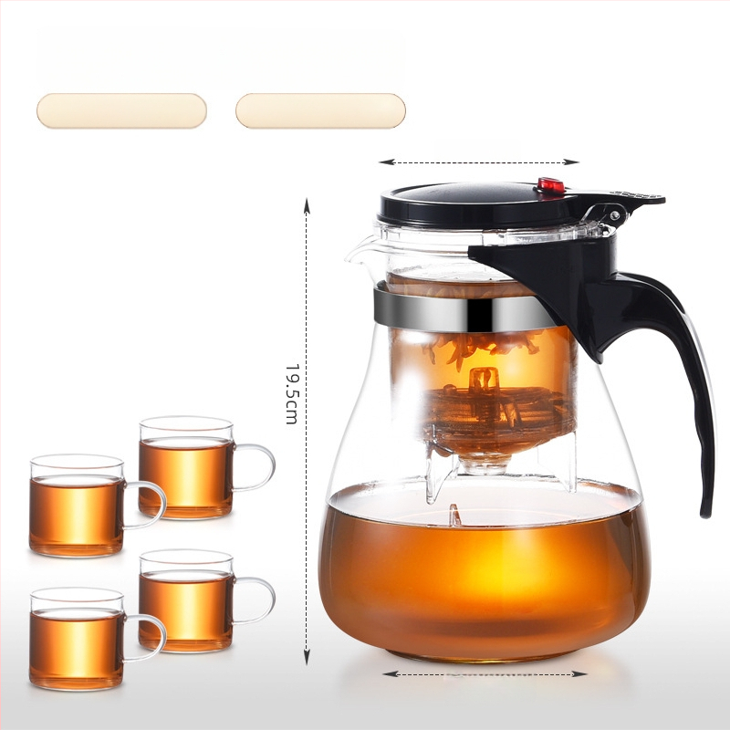 Sklenený čajník s integrovaným filtrom – teplovzdorný, moderný minimalistický dizajn