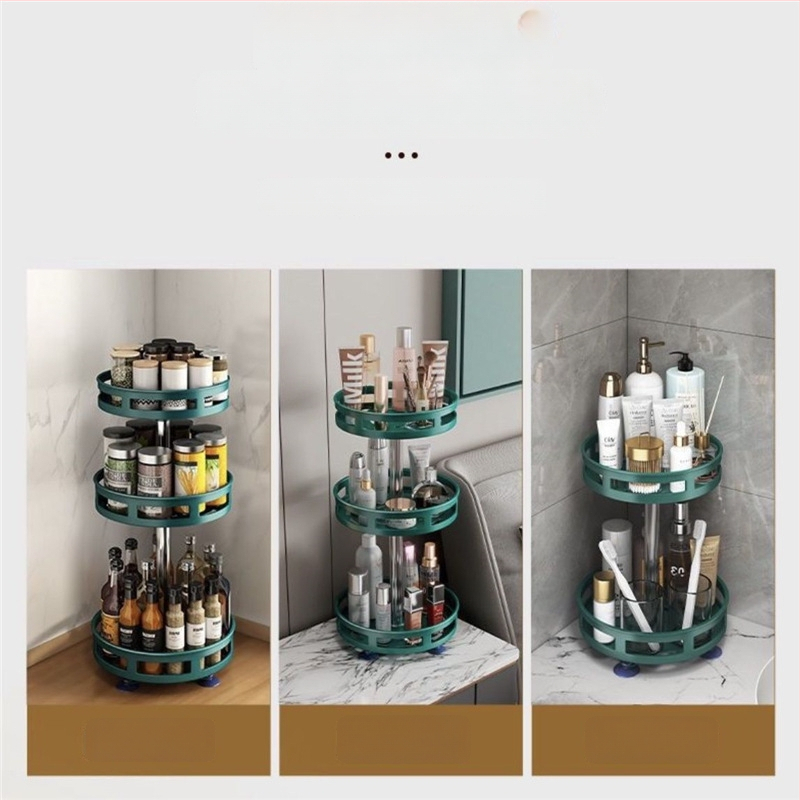 360° otáčavý okrúhly regál na koreniny, plastová konštrukcia, montáž bez vŕtania, odnímateľná polica na skladovanie