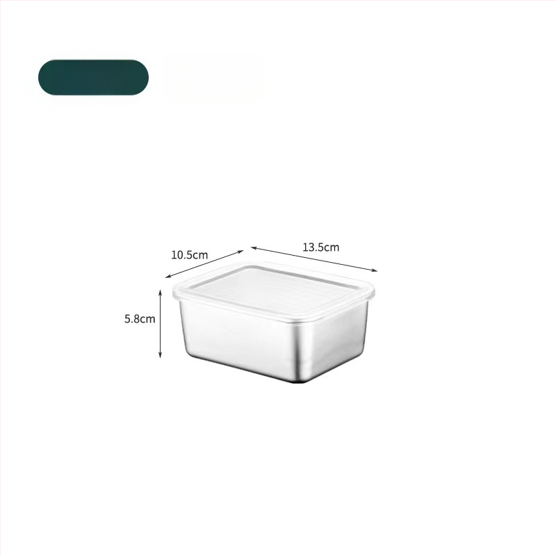 Nerezová oceľová obdĺžniková nádoba do chladničky s viečkom, tesniaca na uskladnenie potravín