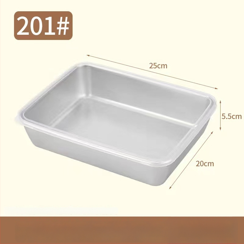 Nerezová oceľová obdĺžniková nádoba do chladničky s viečkom, tesniaca na uskladnenie potravín