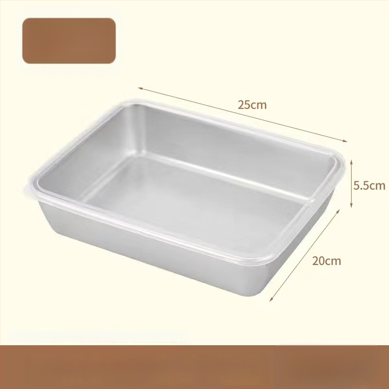 Nerezová oceľová obdĺžniková nádoba do chladničky s viečkom, tesniaca na uskladnenie potravín