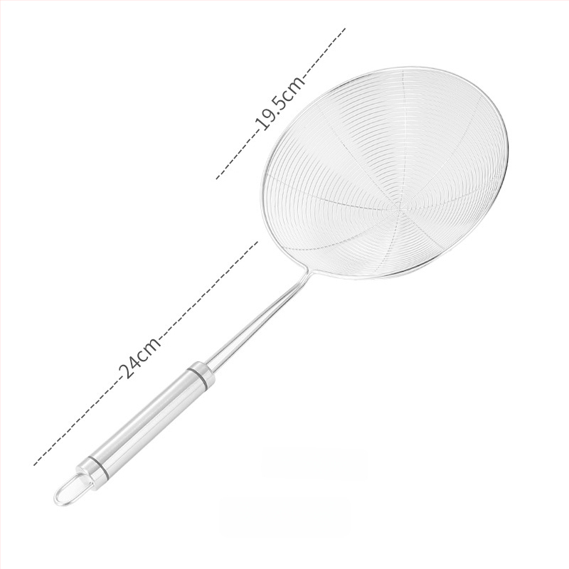 Pengxin 304 nerezová oceľ kuchynský nástroj na filtrovanie a vyprážanie — veľké sitko s olejovou mriežkou a lyžica na rezance