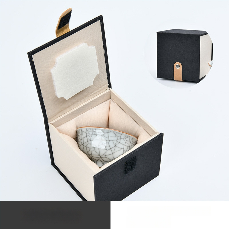 Set čajnih šalice od porculana Dehua, novi kineski stil, monohromna glazura, poklon kutija