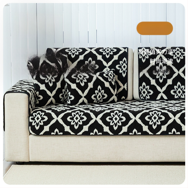 Trijų vietų sofų pagalvė - pūkuotas audinys, paprastas modernus stilius, audinio dizainas, dulkių dangtis