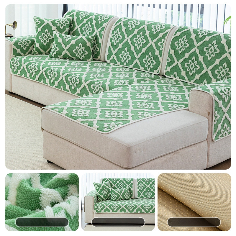 Trijų vietų sofų pagalvė - pūkuotas audinys, paprastas modernus stilius, audinio dizainas, dulkių dangtis