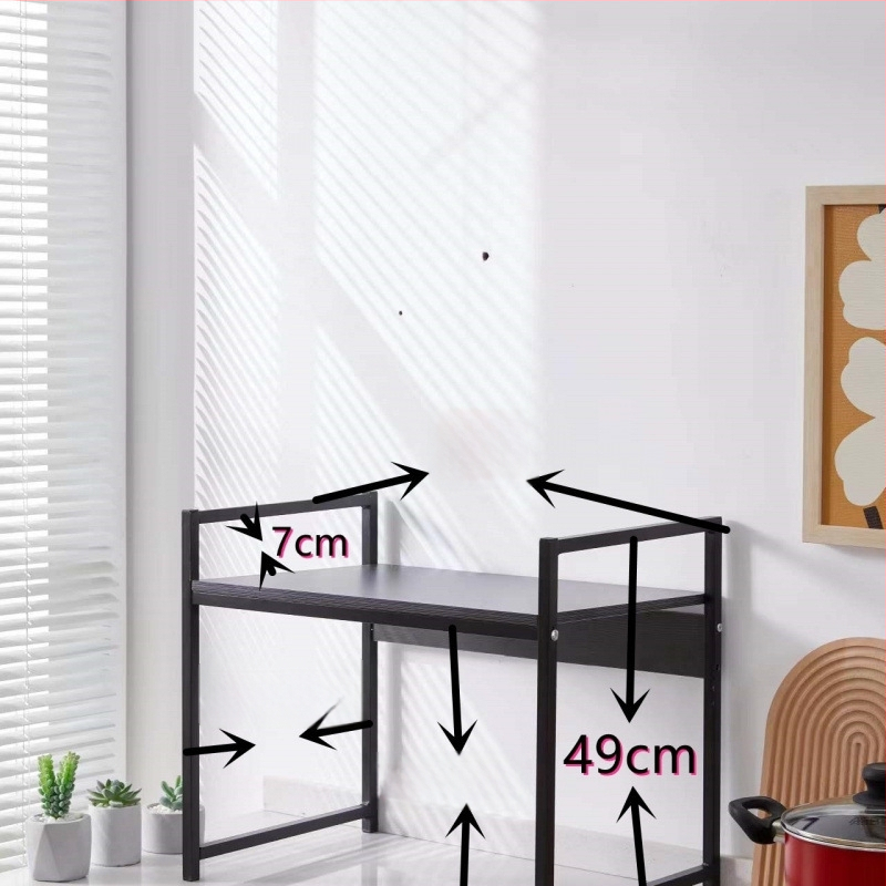 Stojanový kuchynský regál na mikrovlnnú rúru s držiakom na koreniny a fľaše oleja, soli a octu – moderný minimalistický štýl, podlaha stojací, bez montáže