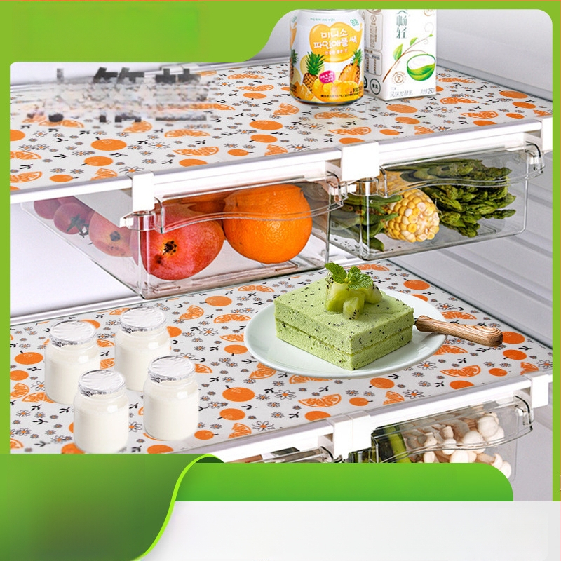 Libisemiskindel külmiku matt, veekindel ja õlile vastupidav, niiskuse- ja hallitusvastane; polüester, lillemustriga, ruudukujuline kuju