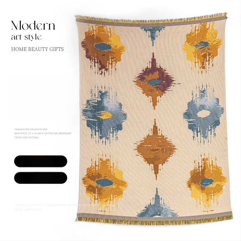 Poťah na sedačku v bohémskom štýle pre trojsedadový gauč, univerzálny na štyri ročné obdobia, kompletné prekrytie, abstraktný vzor, 100% Chenille