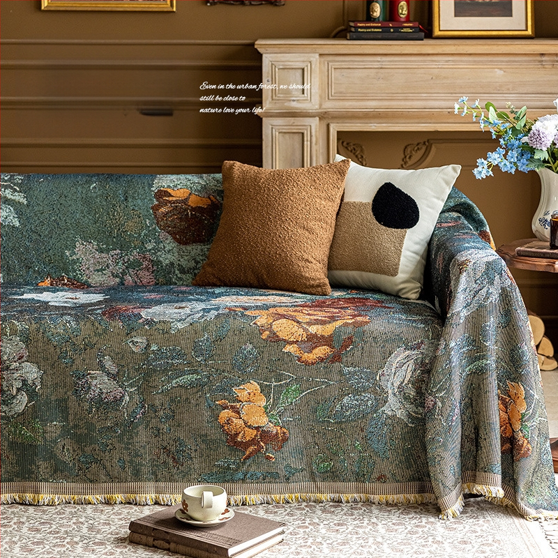 Poťah na sedačku v bohémskom štýle pre trojsedadový gauč, univerzálny na štyri ročné obdobia, kompletné prekrytie, abstraktný vzor, 100% Chenille