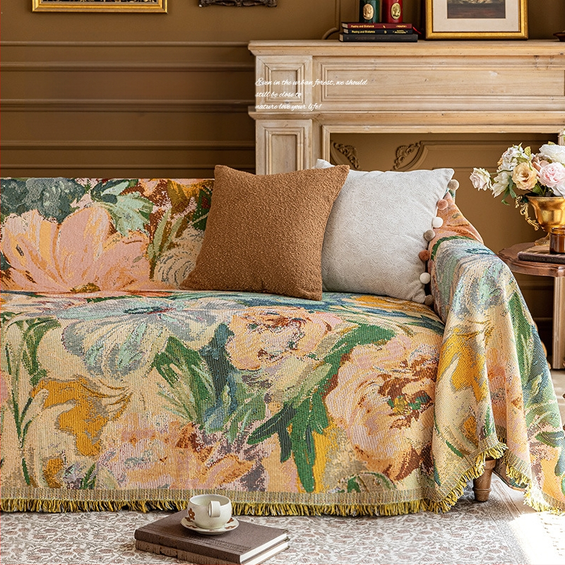 Poťah na sedačku v bohémskom štýle pre trojsedadový gauč, univerzálny na štyri ročné obdobia, kompletné prekrytie, abstraktný vzor, 100% Chenille